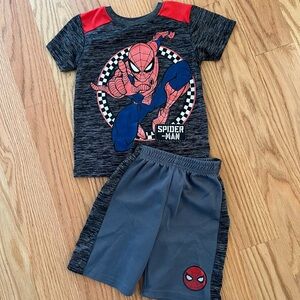 Spider-Man Kids Tee & Shorts Set - Charcoal with Red & Blue